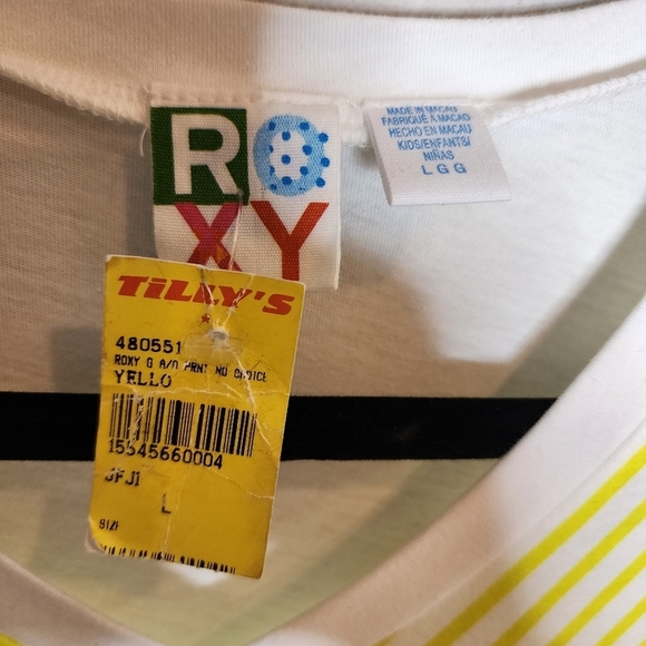 NWT Roxy Girls floral stripe lemon lime dress - Picture 7 of 16